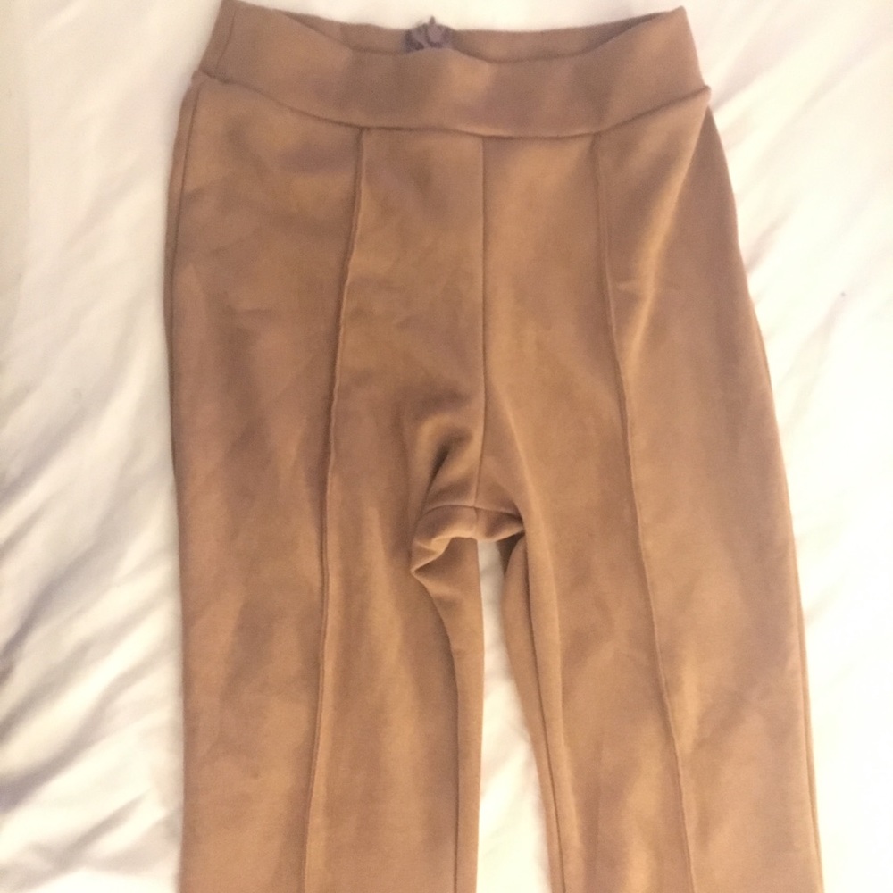 Camel colored suedette pants